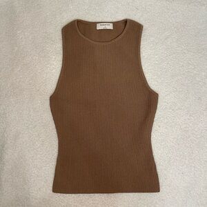 Babaton Tan Ribbed Tank Top